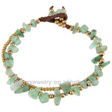 Natural Aventurine Stone with Brass Beads Hand Crafted Bracelet Vners SB-0028